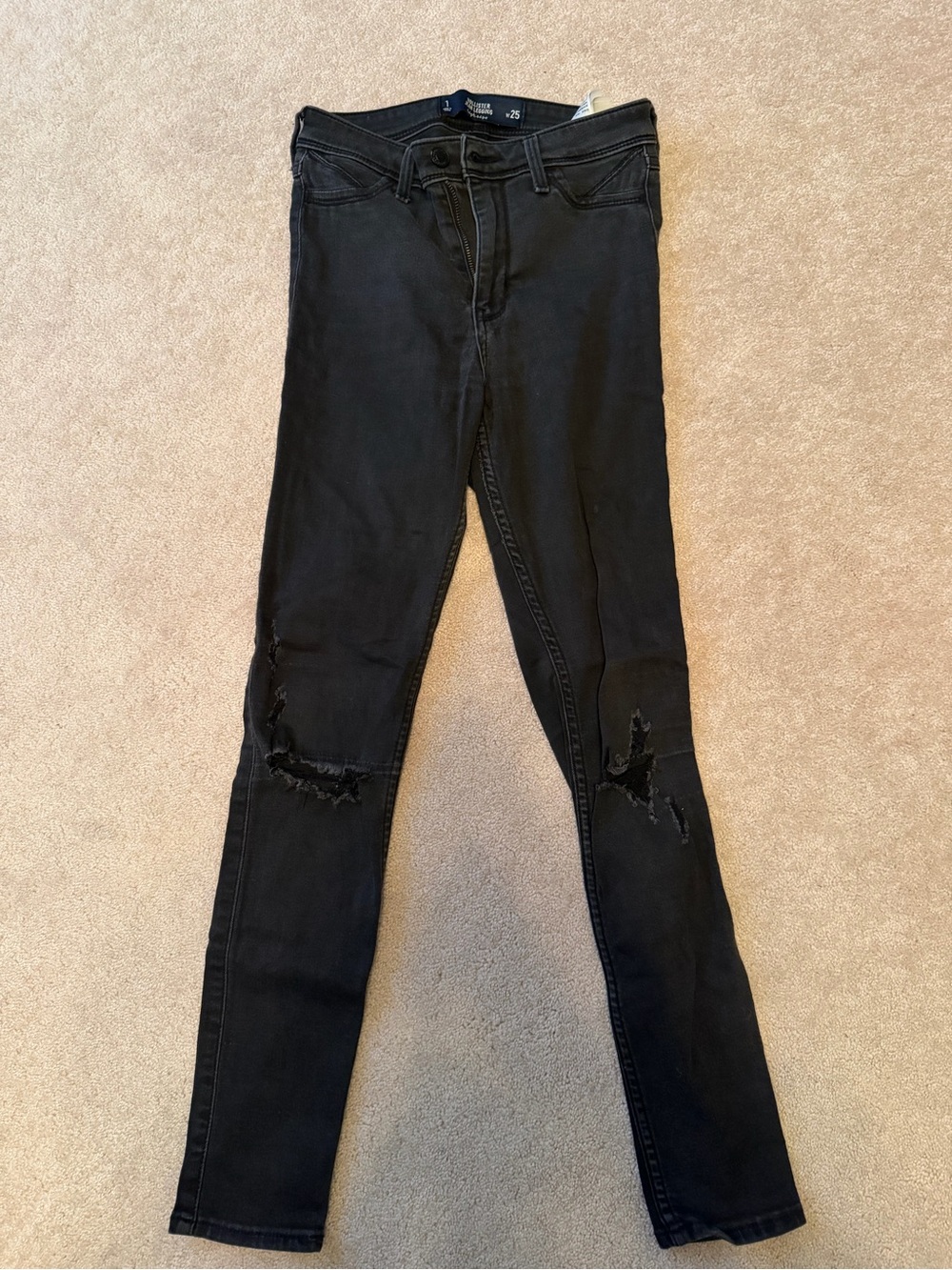 Hollister Black Skinny Jeans with Knee Distressing